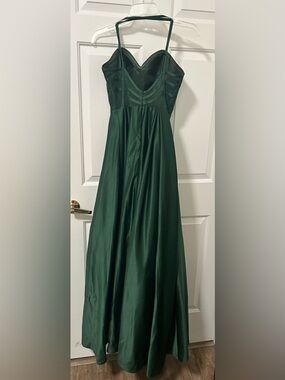 green emerald velvet dress Macy Lace Up Slim Glitter Satin Formal Dress